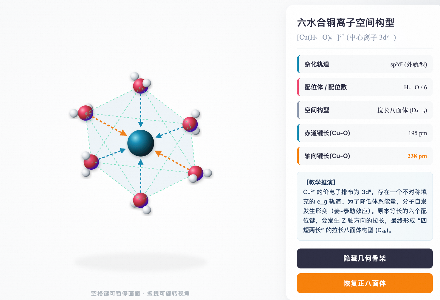 六水合铜离子空间构型