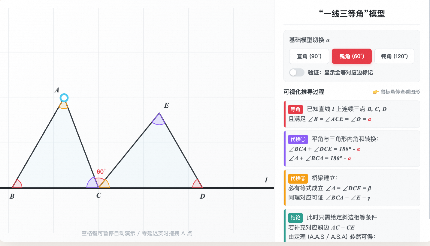 一线三等角（全等三角形证明）